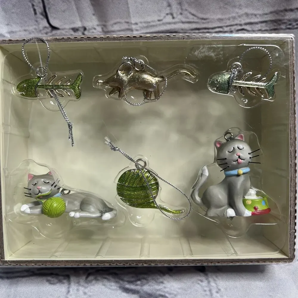 Living Quarters Mini Christmas Tree Ornaments Cats Mouse Yarn Fish‎